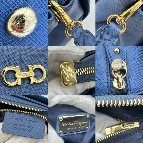 Authentic Salvatore Ferragamo Gancini blue Becky satchel - Picture 14 of 17